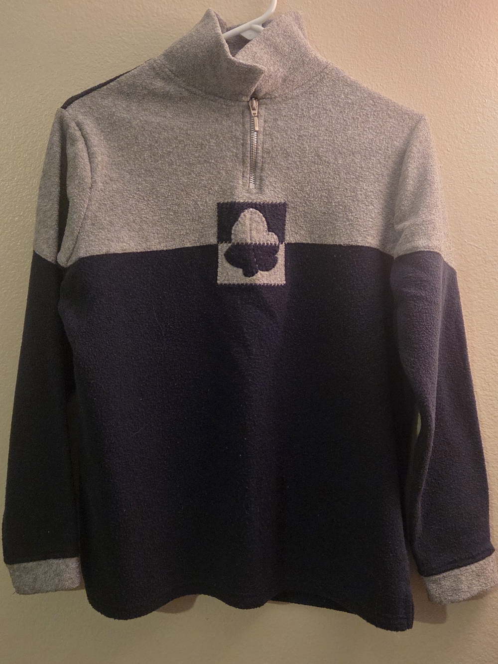 Jaclyn Smith Two-Tone Quarter-Zip Fleece Sweater - Gray & Navy